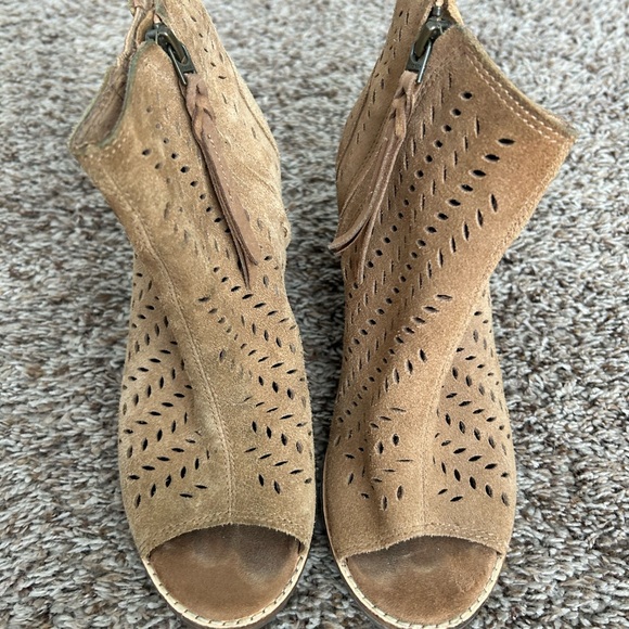 Women's Toms Open-Toe Suede Booties - Picture 3 of 5